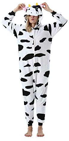 SAMGU Unisexe Adulte Pyjama Animaux Cosplay Halloween Carnaval Costume Party Vêtements de Nuit Vache XL