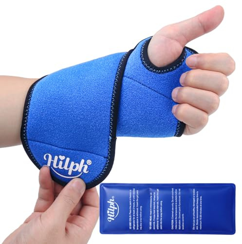 Hilph Wrist Ice Pack Wrap for Carpal Tunnel Relief, Reusable Gel Hand Ice Pack for Sports Injuries, Hot/Cold Compress Therapy Brace for Tendon Discomfort, Tenosynovitis, Rheumatoid Arthritis