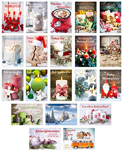 Edition Seidel Set 20 exklusive Premium Weihnachtskarten mit Umschlag. Doppelkarten/Klappkarten mit Briefumschlag. Weihnachten Karte Postkarte Weihnachtspostkarte