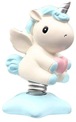 PRETYZOOM Wackelfigur Einhorn Figuren Blau Spielfiguren Auto Armaturenbrett Zuhause Büro Schreibtisch Regal Desktop Ornament Spielzeug Dekoration Valentinstag Geburtstag Geschenk