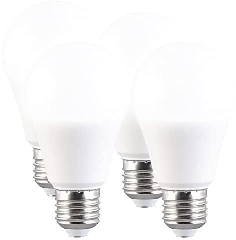 Luminea Glühbirnen: 4er-Set LED-Lampen E27 9W (ers. 75W) 3-stufig dimmbar 830lm tageslicht (Leuchtmittel mit dimmender LED, Tageslichtweiße Birnen, Funkschalter)