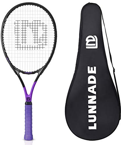LUNNADE Raquette de tennis pour adultes, 68,6 cm, durable, légère, pré-cordée et régrip, convient pour les joueurs débutants à intermédiaires