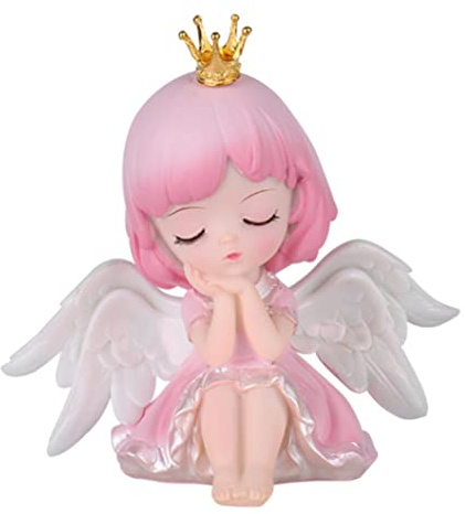 11,5 * Ornement de gâteau 12cm, bébé gâteau de figurine Baby Girl, décoration de gâteau ange, ornements de bureau de voiture pour cadeau d'anniversaire, rose