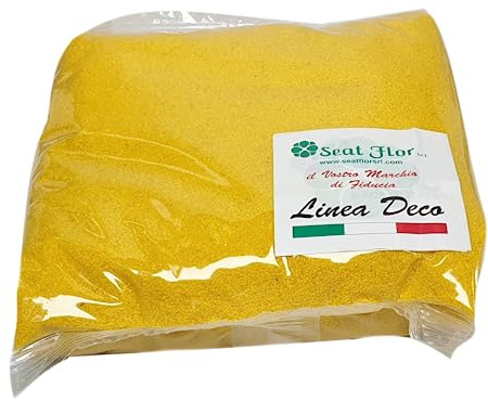 Seat Flor SRL® Sabbia Colorata, Sabbia per Decorazione vasi 0,5 mm Sacchetto da 1kg ca. (25 Colori Disponibili) (Giallo)