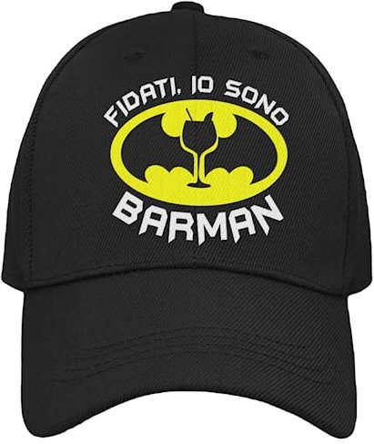 Vulfire Cappello Uomo Fidati io sono Barman, Kit Barman Professionale Accessori Bar, cappelli Uomo Divertenti, Kit Cocktail Attrezzatura Barman (Unica, Nero)