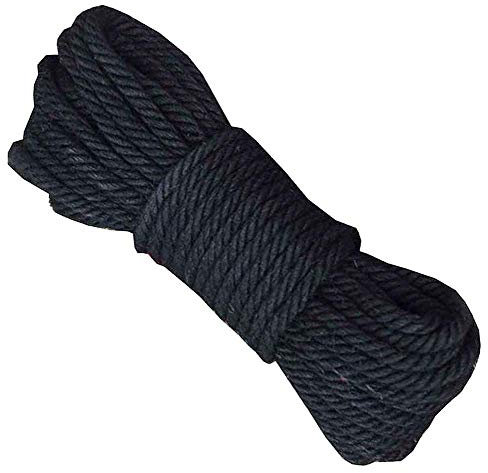 Corda for bondage, corda da giardino, corda di canapa (10 mm), corda di iuta da 20 m (65 piedi) for regalo di decorazione fai da te, nero