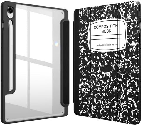 Fintie, Hybrid Slim Case für Samsung Galaxy Tab S9 FE 5G (27,7 cm) / Galaxy Tab S9 (27,9 cm) 2023, mit S-Pen-Halter, stoßfeste Hülle mit transparenter Rückseite, automatisches EIN- und Ausschalten