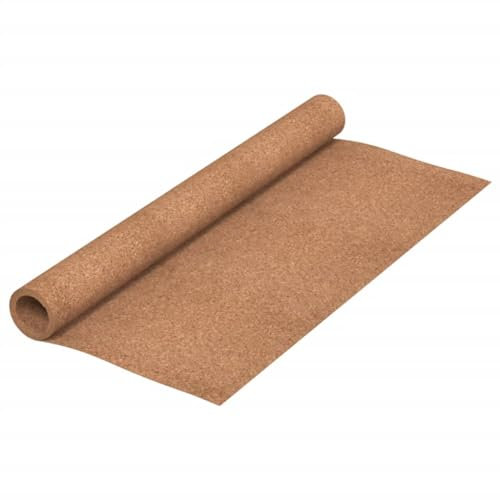 vidaXL Cork Roll Insulation - 100x1000 cm Brown Cork Floor/Wall Underlay, 2 mm Thickness, Sound Dampening Material, Easy to Clean.