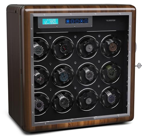 KLARSTEIN Caja, para 12 Relojes, Vitrina Acrílico, Joyeros, 5 TPD, Caja Relojes Acrílico, Expositor para Dar Cuerda Reloj, Relojero Organizador Grandes, Organizadores