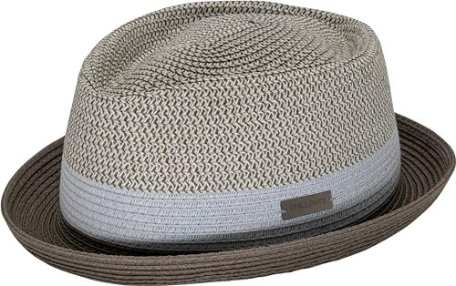 CHILLOUTS Paea Hat - Pork Pie Hut Herren/Damen, 100% Papierstroh, Unisex Sommer Trendhut, Adjustable, S-M/L-XL, grau