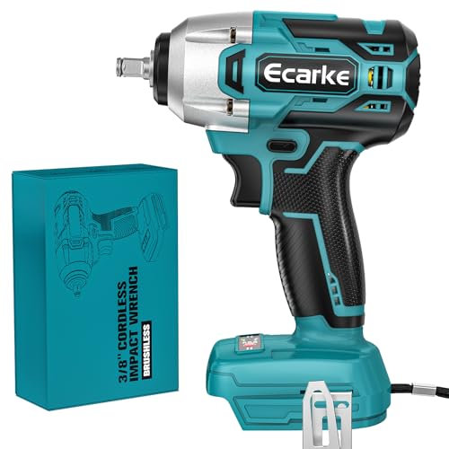 Ecarke Atornillador de impacto inalámbrico, 340 Nm, compatible con batería de litio Ma-kita, 18 V, llave de impacto sin escobillas de 3/8 pulgadas, con luz LED para coches pequeños, andamios,