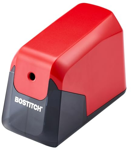 Bostitch Temperamatite a batteria per ufficio, 4 volte più a lungo, tecnologia di risparmio della punta, rosso