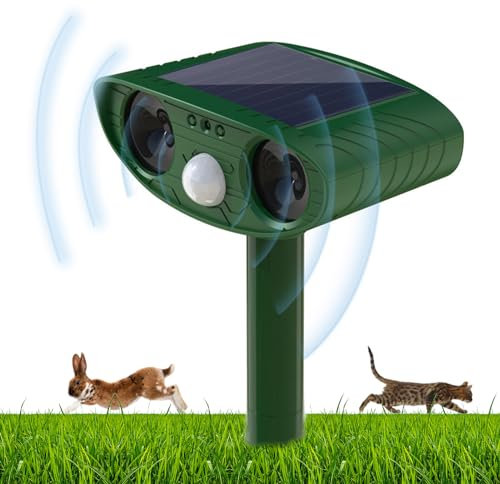 Katzenschreck für Garten, Solar Ultraschall Katzenschreck Katzenabwehr mit Bewegungssensor, Wasserdicht Tiervertreiber Marderschreck gegen Katzen, Hunde, Marder, Kaninchen für Garten Farm Rasen