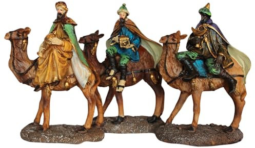 BEST&FREE X3 Figure Re Magi per Belen Natale 20 cm. 3 Re con Cammelli per Presepi Di Natale. Completa il Tuo Portale con le Tre Figure dei Maghi