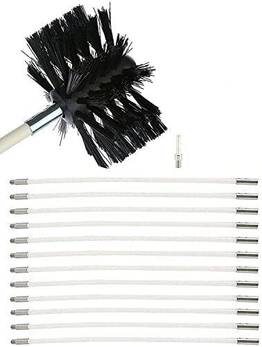 Juego De Varillas De Cepillo For Chimenea, Cepillo For Tubos De Estufa, Cepillo De Limpieza, Cepillo For Chimenea, Escoba For Deshollinador, Escoba For Chimenea, 15 Flexibles(12 Rods,610mm)