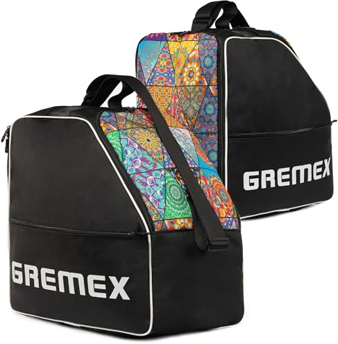 GREMEX Bolsa porta botas de esquí – Ergonómica y fiable Bolsa para botas de esquí y casco – Almacenamiento y transporte seguros de tu equipo para actividades recreativas en montaña