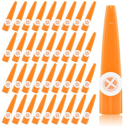 36 Pieces Plastic Kazoos, Kazoo Musical, Good Companion for Guitar Violin Piano Keyboard Ukulele for Party Favors. (Orange)
