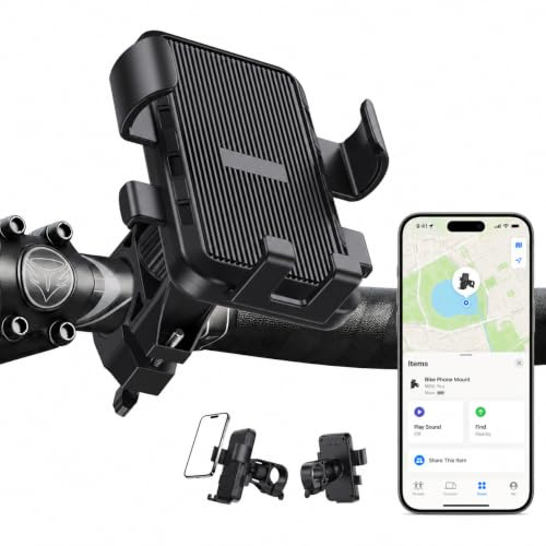Bike Phone Mount with Airtag, MFi Certified, Hidden Tracker, Anti-Theft