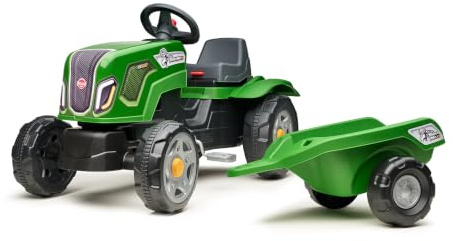Falk Tracteur à pédales Terra Maxx Enfant avec remorque, dès 2 Ans | Capot ouvrant et assise réglable