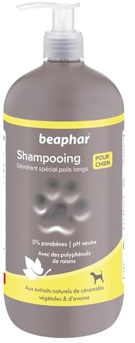 BEAPHAR – Shampoing Premium démêlant pour Chien aux Poils Longs – Aux extraits naturels de céramides végétales & d’Avoine – Démêle et nourrit – Pelage Brillant – pH Neutre & sans parabens – 750 ML