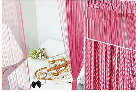 HONG Tassel Fadenvorhang 300 x 300 cm 1 Stück Fadengardine Fadenvorhang Fadenstore Top Qualität einfach aufhängen,Pink Dunkel