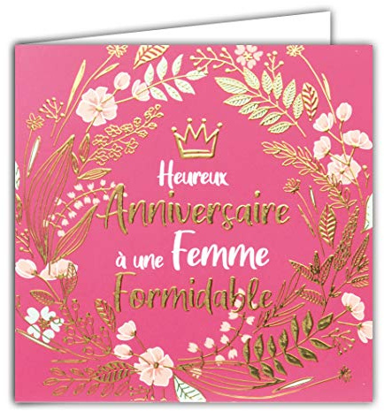 Afie 22009 Carte Carrée Dorée Or Heureux Anniversaire à une Femme Formidable 22009