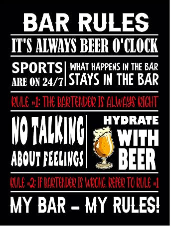 Bang Tidy Clothing Metal Bar Signs Tin Plaque Vintage Style - Ideal Accessories for Home Bar Pub Shed Man Cave Gift - 3 Sizes Bar rules #1