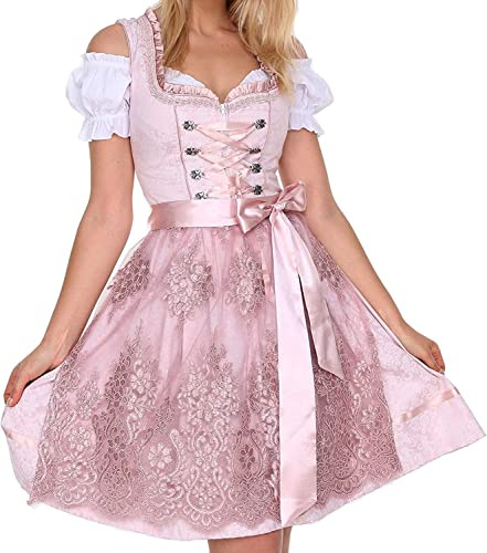 Lifos 0220 Dirndl Germandress 3 st. Oktoberfest storlek 34 till 52! ORIGINAL, 0600rosa, 42