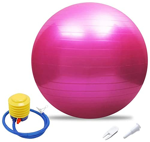 Ballon Fitness Yoga Pilates Ball, 45-95cm, Entraînement Physiothérapie Ballon D'accouchement pour Yoga, Ballon Gymnastique Anti-éclatement, Pompe Air Cadeau à La Maison (45cm/17.72in,Pink)