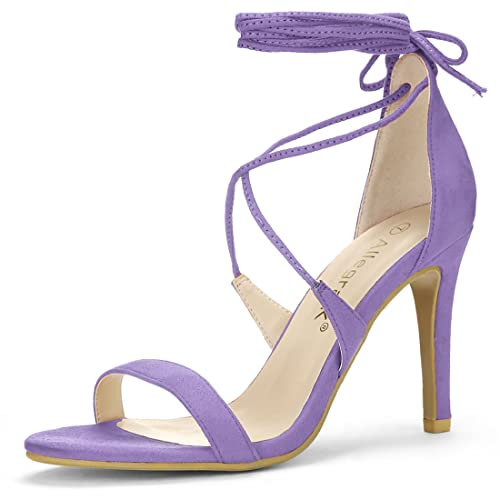 Allegra K Damen Stiletto-Absatz Schnürsandalen, Violett, 38 EU