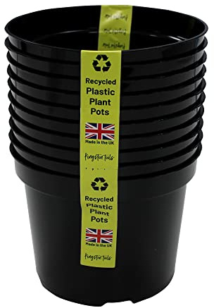 Kingston Tools Premium Recycled Plastic Garden Planter Pot – Heavy Duty Plant Flower Pots – Indoor Outdoor Home Décor Gardening Planters – Capacity: 2L, Black – Pack of 10