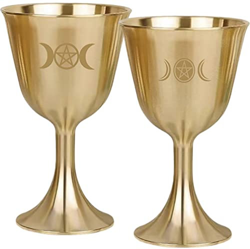 Yardwe 2 Piezas Copa De Cobre Copa Cáliz De Oro Copa De Vino Copa Real Cáliz En Relieve Cáliz De Metal Taza para Beber Cáliz Copa Sagrada Cáliz Agua Taza De Agua Escritorio