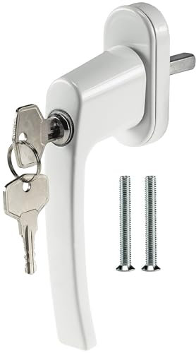Poignée de fenêtre verrouillable, blanche, 2 clés