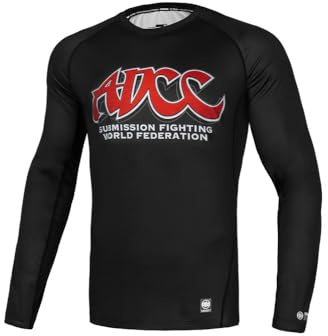 Pitbull Camiseta de manga larga para hombre Rashguard Gym Sport Pit Bull West Coast ADCC, Negro , XXL