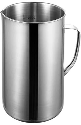 predolo Stahl-Messbecher, Ausgießbecher, praktisch mit Griff, 2000 ml, Küchenutensilien, Mehrzweck-Labor-Messbecher mit großer Kapazität