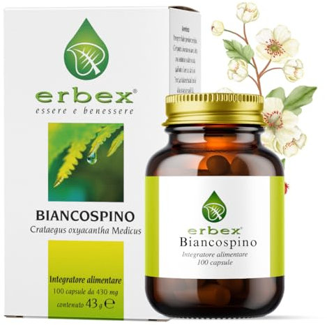 ERBEX - Integratore Naturale al Biancospino Puro in Capsule Aiuta a Gestire le Situazioni di Tensione e Stress Quotidiani - 100 Capsule