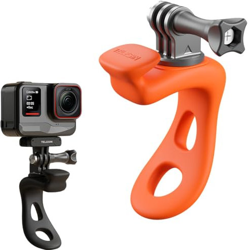 BeisDirect Camera Flexible Tube Mount Bike Motorcycle Handlebar Roll Bar Fishing Pole Ski Holder Accessories for Insta360 Ace Pro/DJI Action 3 4 Camera Mount Flexible Silicone Band (Orange)