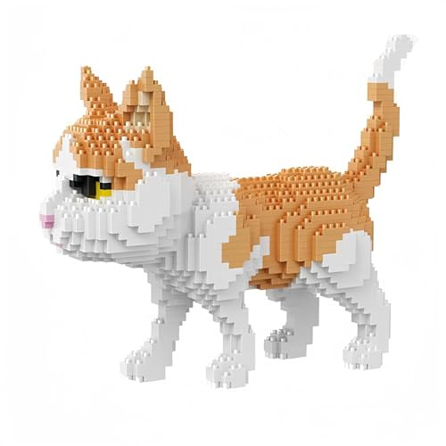alltogetho Set di Blocchi da Costruzione Mini Gatto - Mattoncini Micro Gialli 1400PCS per Adulti, Giocattolo da Collezione per Amanti dei Gatti, La Scelta di Decorazioni Regalo per l'Eleganza della