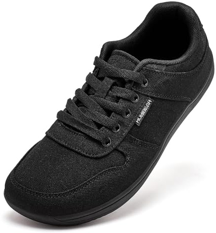 HOBIBEAR Chaussures en Toile Unisexe Chaussures Hommes Pieds Nus Larges Chaussures Femmes Baskets Classiques Chaussures décontractées à Semelle zéro (Noir EU 42)