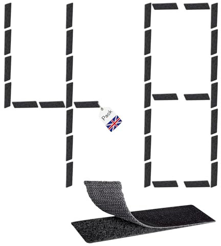 48 Pcs Hook Loop Strip Tape,Double Sided Sticky Tape,Self Adhesive Tape,1x4 Inch Double-Side Reclosable Hook Loop Strips Tape,Heavy Duty Hook Loop Tape Strips for Indoor and Outdoor(Balck