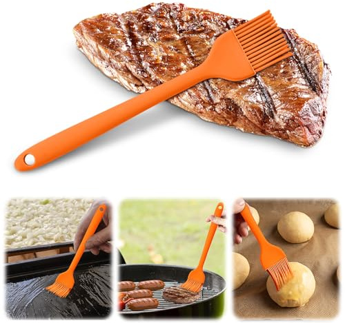5-pack silikon Basting konditorpensel värmebeständig spridd olja smör sås för grill kök bakning bakverk matlagning bastu bakverk kakor efterrätter (orange, 21 cm)
