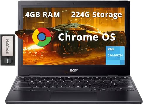 acer Chromebook 311 11.6 HD Laptop, Intel Celeron N4500, Intel UHD Graphics, 4GB LPDDR4X RAM, 224GB Storage (64GB eMMC+160GB Docking Station Set), Chrome OS, Wi-Fi 5, Black