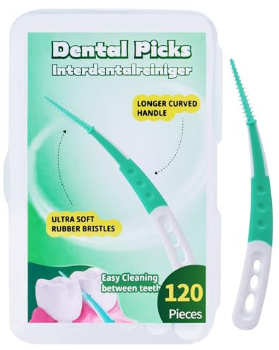 Scovolini dentali 120Pezzi Spazzole interdentali Scovolino denti forma curva Silicone scovolini interdentali per un facile accesso allo spazio interdentale - azione delicata per gengive sensibili