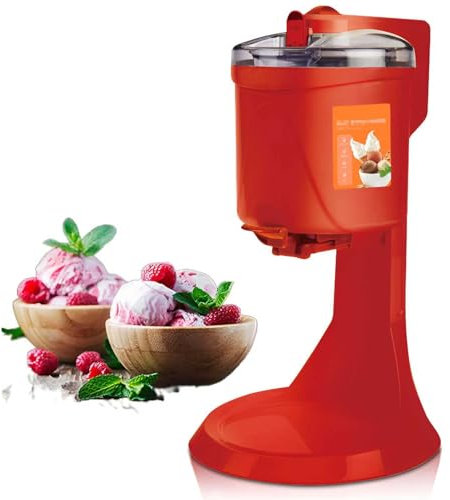 Machine à crème glacée automatique, maison bricolage cuisine rapide automatique mini machine à crème glacée molle aux fruits, machine à crème glacée molle 1L,Red