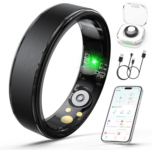 Giwbeiv Anillo inteligente para mujeres y hombres, anillo de seguimiento de fitness con frecuencia cardíaca, monitor de sueño, oxígeno en sangre, HRV, estrés, calorías, pasos, anillo de salud