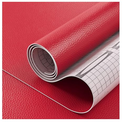 Ecopelle Adesiva Kit Di Riparazione In Pelle Rossa Per Mobili, Nastro Adesivo In Pelle Tagliabile, Adesivo In Vinile Per Tappezzeria, Divani, Sedili Auto(100X80cm)