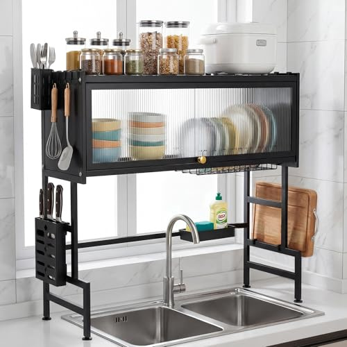 3-Tier Over-the-Sink Dish Drying Rack, Expandable Kitchen Storage Shelf