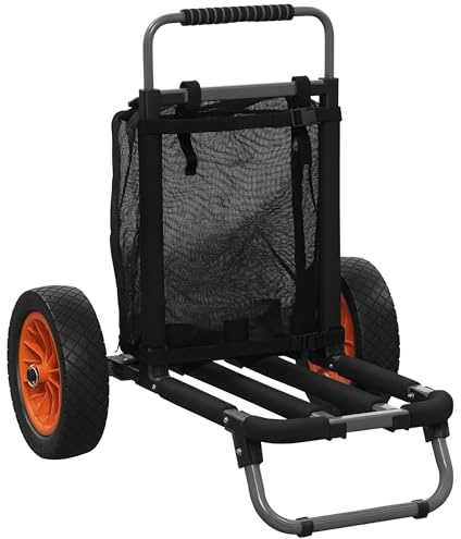 SPORTNOW Carro Playa Plegable, Carro Transporte con Grandes Ruedas de 30 cm para Todo Terreno, con Bolsillo de Malla y Mango Telescópica de Aluminio, para Jardín, Campaña, Compra, Carga 150 kg, Gris