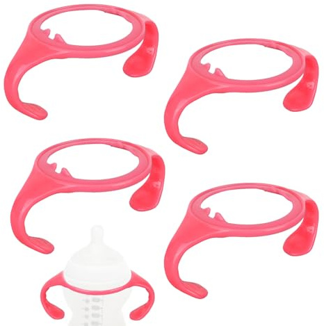 4st Nappflaskhandtag för Tommee Tippee, Ergonomiskt Halkfritt Grepp BPA-Fritt Flaskhandtag för Matning av Nyfödda (Rosa)