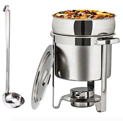 Juego de calentador de alimentos de acero inoxidable con soporte para combustible y cuchara, ideal para servicio de bufé, catering y eventos de fiesta